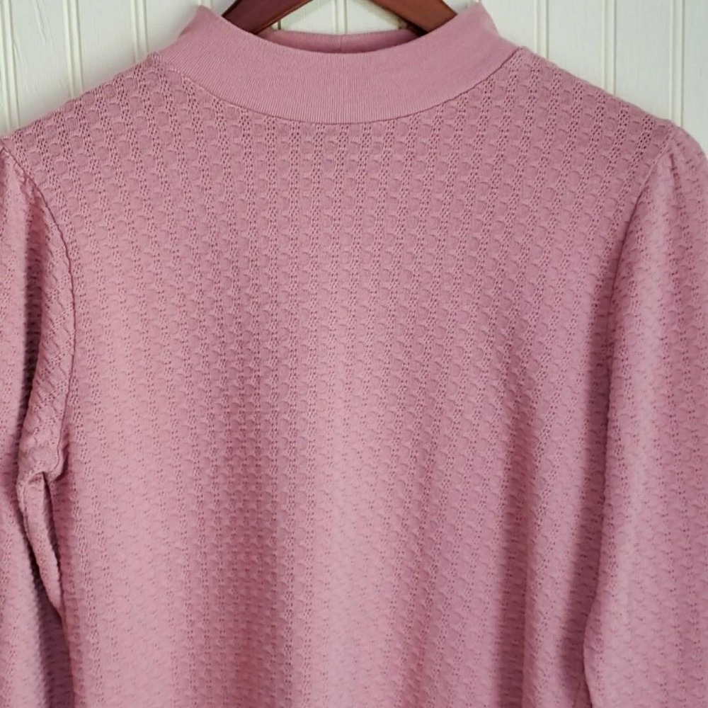 J. Crew Sweater Womens Small Pink Mock Neck Waffle Knit Pullover Long Sleeve